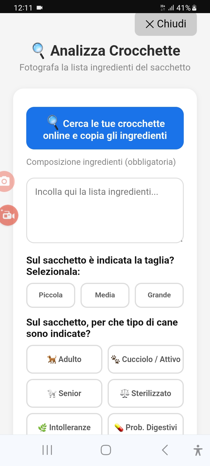 Analisi composizione crocchette